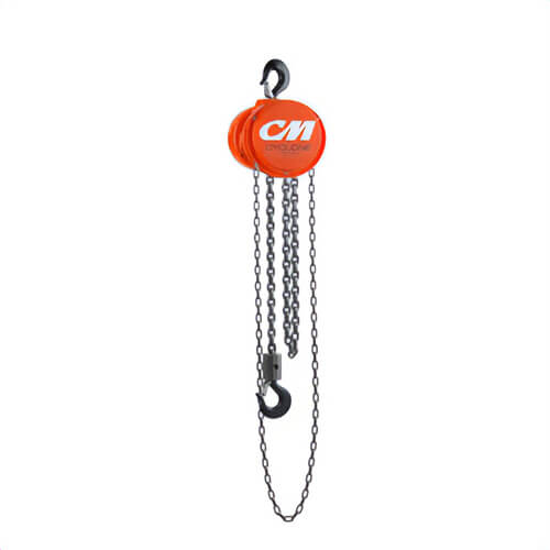 CM® 4626 Cyclone® Hand Chain Hoist with Swivel Hook, 1 Reeving, 10 ft Lift, 17.31 in Headroom, 2 ton