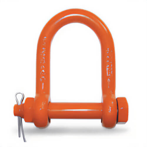 CM® M9154P Long Reach Shackle, 19000 lb Load, 1 in, 1 in Bolt/Nut/Cotter Pin, Orange Powder Coated