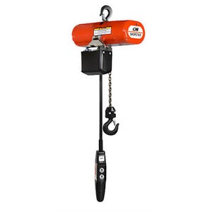 CM® ShopStar® 2001 Double Reeving Electric Chain Hoist, 600 lb Load, 6-1/2 ft Chain/Rope, 10 ft H Lifting, 1/6 hp Power Rating, 115 VAC