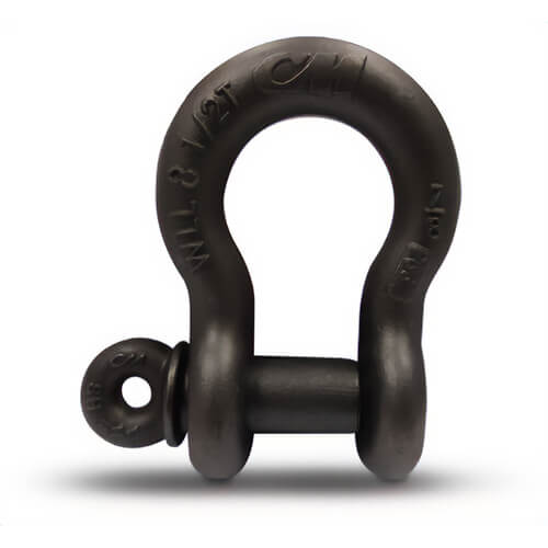 CM® M647B Super Strong Anchor Shackle, 1 ton Load, 5/16 in, 0.38 in dia Screw Pin, Theatrical Black Powder Coated
