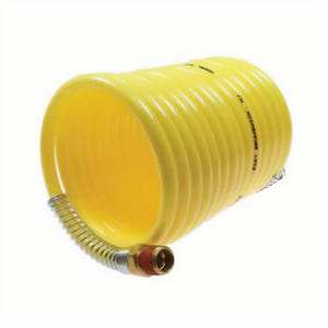Coilhose® N38-25B Coiled Air Hose, 3/8 in Nominal, 3/8 in MPT Swivel End Style, 25 ft L, 165 psi at 70°F  Working, Nylon, Domestic