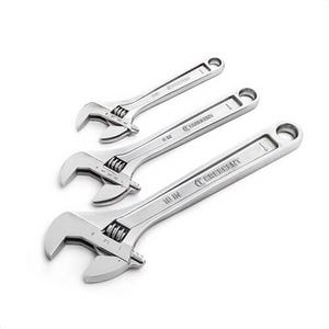Crescent® AC3PC Standard Long Adjustable Wrench Set, 3 pc, 6 to 10 in, Satin Chrome/Polished