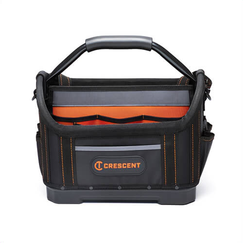 Crescent® CTB1410 Tradesman™ Open Top Professional Grade Tool Bag, Polyester, Black/Gray/Rawhide