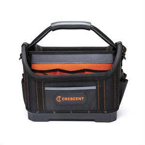 Crescent® CTB1410 Tradesman™ Open Top Professional Grade Tool Bag, Polyester, Black/Gray/Rawhide