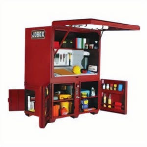 Jobox® 1-674990 2-Door Jobsite Field Office, 80 in x 42 in W x 63 in D, 104 ft³ Storage, Steel