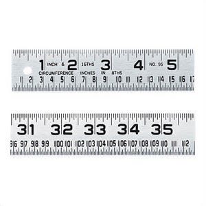 Lufkin® 953FTN Tinner's Rule, 3 ft Length, 1-1/4 in Width, 1/16 in Thickness, Imperial, Graduations: 1/8 in, 1/16 in, Black Marks