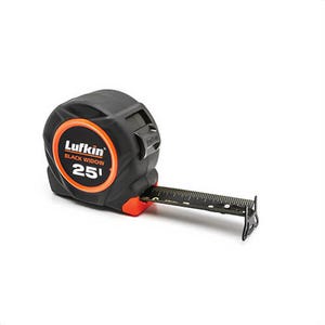 Lufkin® L1025B Black Widow 2-Sided Tape Measure, 25 ft L x 1-3/16 in W Blade, Steel Blade, Imperial, 1/16 in Graduation