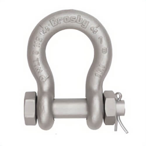 Crosby® 1219598 Anchor Shackle, Series: G-2130A, 12 ton, 1-1/4 in, 1-3/8 in Pin dia, Bolt Pin, 4.69 in Inner Length, 3-1/4 in Inner Width