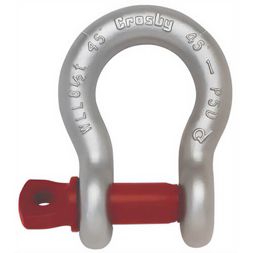 Crosby® 1018650 G-209 Screw Pin Anchor Shackle, 35 ton Load, 2 in, 2-1/4 in Screw Pin, Hot-Dipped Galvanized