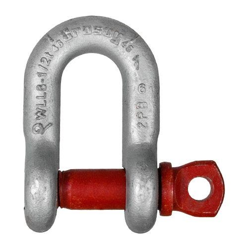Crosby® 1019230 G-210 Chain Shackle, 2 ton Load, 1/2 in, 5/8 in Screw Pin, Hot-Dipped Galvanized