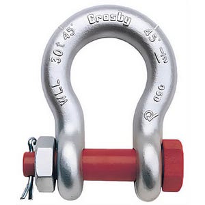 Crosby® 1021478 G-2140 Bolt Anchor Shackle, 400 ton Working Load Limit, 7 in Nominal Size, 7 in Bolt Pin, Hot-Dipped Galvanized