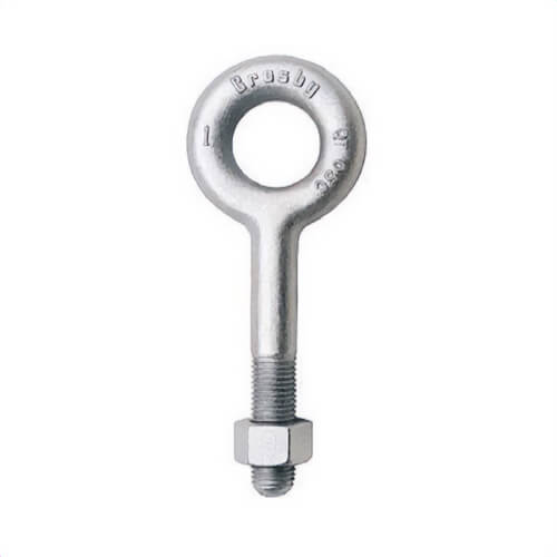 Crosby® 1043258 G-291 Eye Bolt with Regular Nut, 1/4 in, 4 in L Shank, Forged Steel, Hot Dipped Galvanized