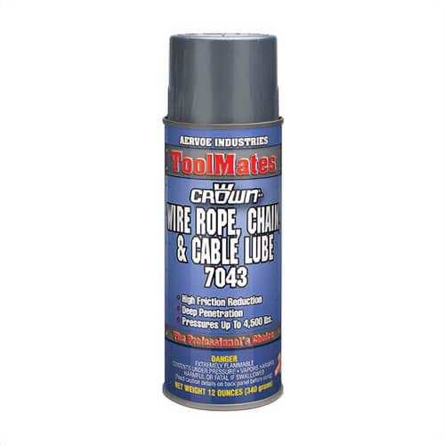 Crown® by Aervoe® 7043 Wire Rope/Chain/Cable Lubricant, 16 oz Aerosol Can, Black, 0.8 Specific Gravity, 0.71 VOC