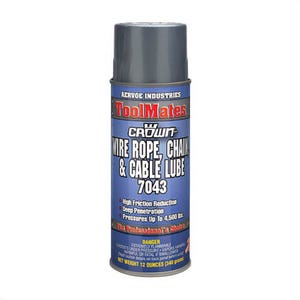 Crown® by Aervoe® 7043 Wire Rope/Chain/Cable Lubricant, 16 oz Aerosol Can, Black, 0.8