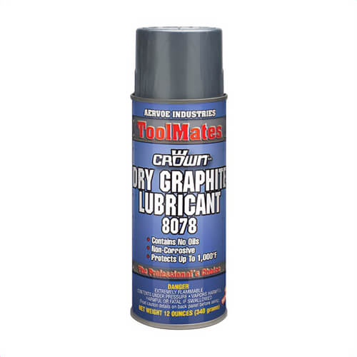 Crown® by Aervoe® 8078 Dry Graphite Lubricant, 16 oz Aerosol Can, Black, 0.66 VOC, 0.72 Specific Gravity, 40 to 110°F