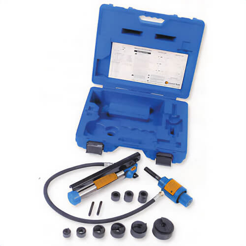 Current Tools 154PM Piece Maker™ Hydraulic Knockout Set, with Metal Case, 1/2 to 4 in Capacity, High Strength Steel