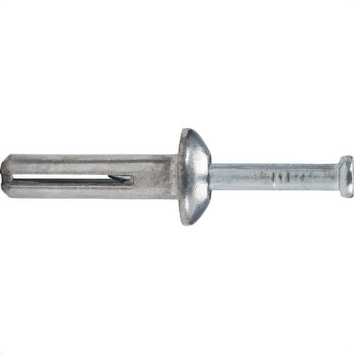 DeWALT® 02808-PWR Zamac Nailin® Nail Anchor, 1/4 in dia, 1 in OAL, Zamac Alloy Body Shell, Carbon Steel Pin, Mushroom Head