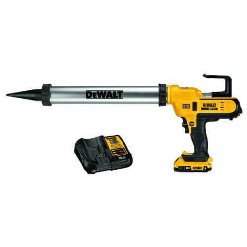 DeWALT® DCE580D1 Cordless Full Barrel Frame Caulk Gun Kit, 20 oz Capacity, 20 V, 2 Ah Li-Ion Battery