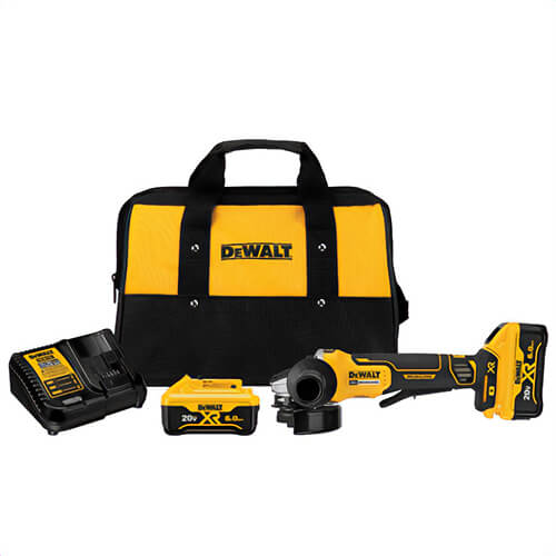DeWALT® DCG413R2 Max XR® Small Cordless Angle Grinder Kit, 4-1/2 in dia Wheel, 5/8-11 Arbor/Shank, 20 VDC, Lithium-Ion Battery