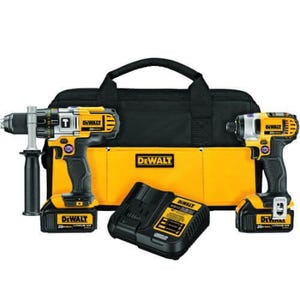 DeWALT® DCK290L2 Cordless Combination Kit, Tools: Hammer Drill, Impact Driver, 20 VDC, 3 Ah Li-Ion, 1/2 in Chuck