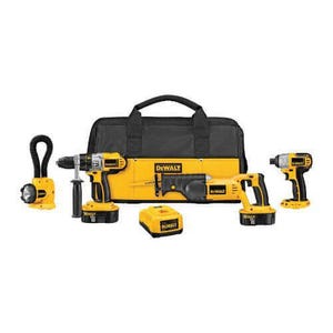 DeWALT® XRP™ DCK455X 4-Tool Compact Cordless Combination Kit, Tools: Hammer Drill, Impact Driver, Reciprocating Saw, 18 VDC