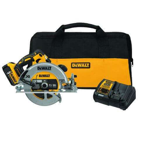 DeWALT® DCS570P1 XR® Brushless Motor Rear Pivot Cordless Circular Saw Kit, 7-1/4 in dia Blade, 5/8 in Arbor/Shank, 20 VDC