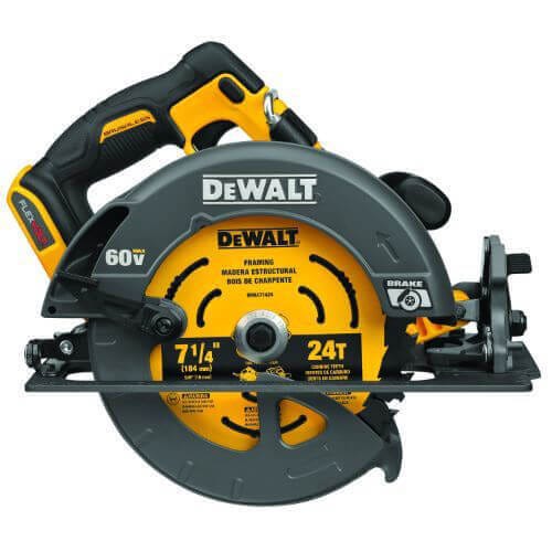 DeWALT® DCS578B Brushless Cordless Circular Saw with Brake, 7-1/4 in Blade, 5/8 in Arbor/Shank, 60 VDC, 2 in, 2-9/16 in D Cutting