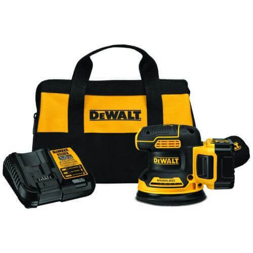 DeWALT® DCW210P1 20V MAX Random Orbit Cordless Sander Kit, 5 in dia Wheel, 20 VAC, 8000 to 12000 OPM, Li-Ion Battery, Black/Yellow