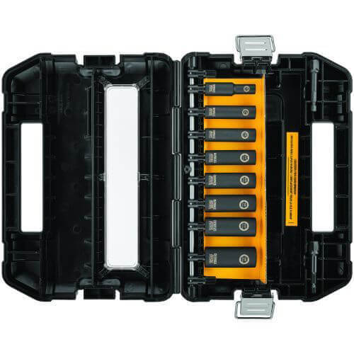 DeWALT® Impact Ready® DW22838 Socket Set, 6 Points, 3/8 in Drive, 10 pc, Included Socket Size: 5/16 to 3/4 in, Carrying Case Container