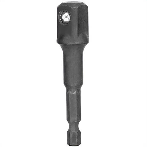 DeWALT® Impact Ready® DW2547IR Hex Shank Socket Adapter, Black Oxide, Hex x Square Drive, 1/4 in Male Drive, 1/2 in Female Drive