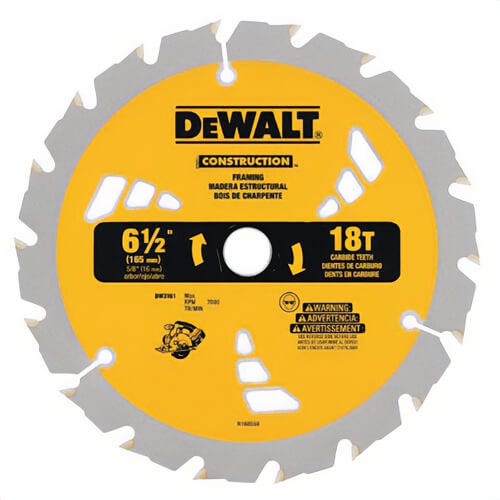 DeWALT® DW3578B10 20™ Portable Round Arbor Thin Kerf Circular Saw Blade, 7-1/4 in dia x 0.045 in Thick, 5/8 in Arbor, Steel Blade, 24 Teeth