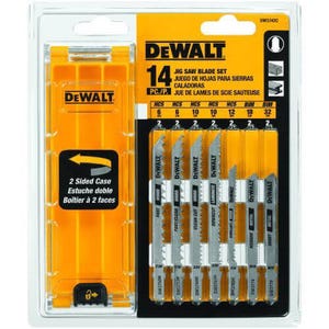 DeWALT® DW3742C Jig Saw Blade Set with Standard Case, 14 pc, 3 to 5 in L x 0.3 to 0.39 in W x 0.04 to 0.05 in Thick Blade