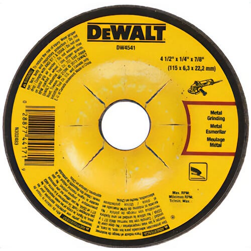 DeWALT® DW4541B5 High Performance Cut-Off Wheel, 4-1/2 in dia x 1/4 in Thick, 7/8 in Center Hole, 24 Grit, Aluminum Oxide Abrasive