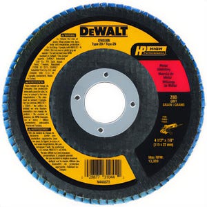 DeWALT® DW8308 High Performance™ Contaminant-Free Flap Disc, 4-1/2 in dia Disc, 7/8 in Center Hole, 36 Grit, Medium Grade