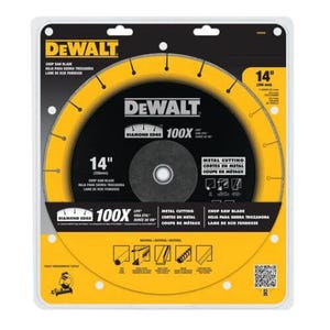 DeWALT® Diamond Edge™ DW8500 Segmented Rim Diamond Saw Blade, 14 in dia Blade, 5 in D Cutting, 1 in Arbor/Shank, Dry Cutting