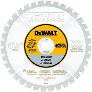 DeWALT® DW9152 Circular Saw Blade, 6-1/2 in dia x 0.039 in Thick, 5/8 in Arbor, Carbide Blade, 36 Teeth