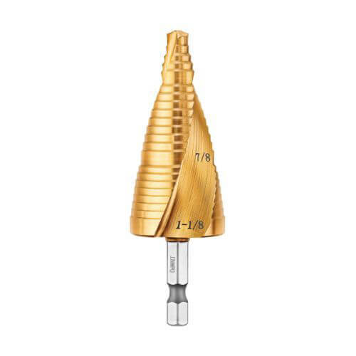 DeWALT® Impact Ready® DWA1789IR High Performance Step Drill Bit, 7/8 in dia Min Hole, 1-1/8 in dia Max Hole, 2 Steps, Titanium
