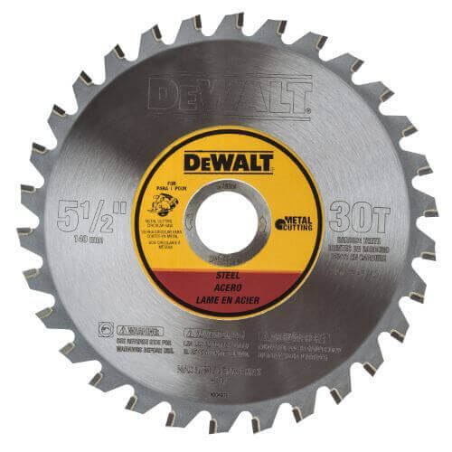 DeWALT® DWA7770 Circular Saw Blade, 5-1/2 in dia x 0.044 in Thick, 20 mm Arbor, Steel Blade, 30 Teeth