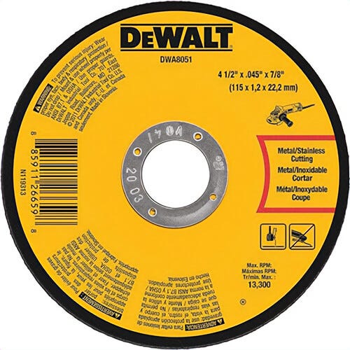 DeWALT® DWA8051 Metal Cut-Off Wheel, Small dia, 4-1/2 in Wheel dia