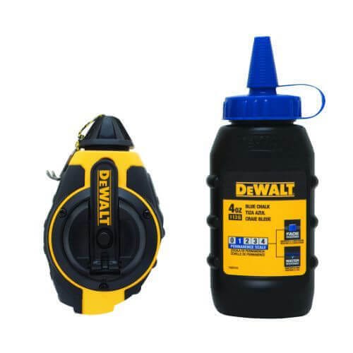 DeWALT® DWHT47373L Chalk Line Reel with Blue Chalk, 100 ft L Polyester Line, 4 oz Chalk, Sliding Door, Folding Crank Handle