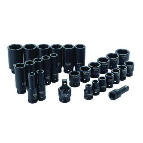 DeWALT® DWMT19244 Deep Standard Socket Set, Imperial, 6 Points, 1/2 in, 28 pc