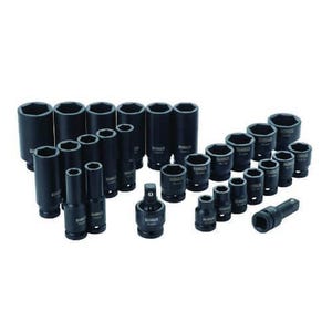 DeWALT® DWMT19244 Deep Standard Socket Set, Imperial, 6 Points, 1/2 in, 28 pc