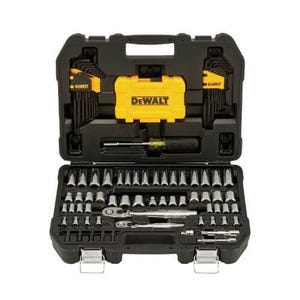DeWALT® DWMT73801 Mechanic's Socket Tool Set, Case Tool Storage, 1/4 in, 3/8 in Drive, 6-Point, 108 pc