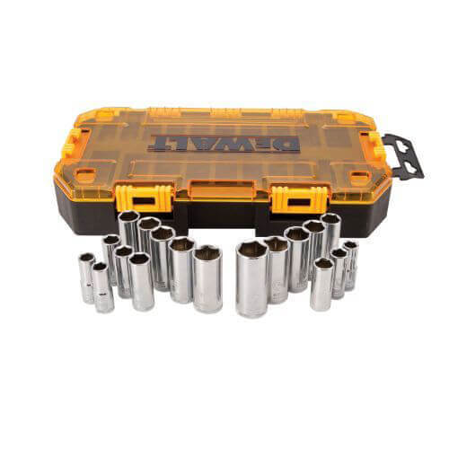 DeWALT® DWMT73812 Deep Length Combination Socket Set, 6 Points, 3/8 in Drive, 20 pc
