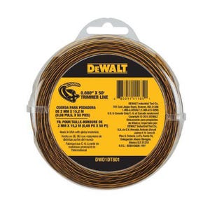 DeWALT® DWO1DT801 String Trimmer Line, 0.08 in dia x 50 ft L, For Use with Edging Grass Trimmer, Yellow