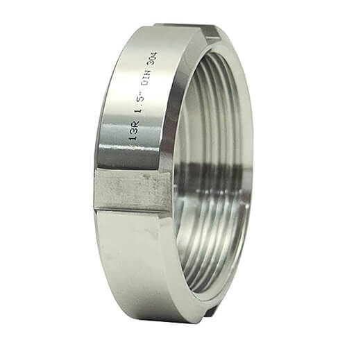 Dixon® DIN Round Nut, Fitting/Connector Type: Nut, DN25 Nominal Size, 304 Stainless Steel, Domestic