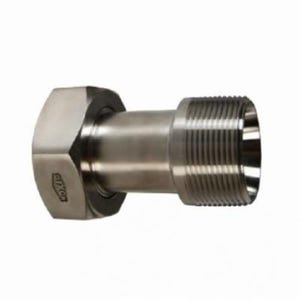Dixon® 14-19-G150 Sanitary Adapter, 1-1/2 in Nominal, Plain Bevel Seat x MNPT with Hex Nut End Style, 304 Stainless Steel, Domestic