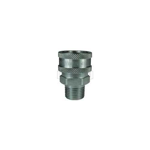 Dixon® 1EM1-S DQC E Straight Through Interchange Male Coupler, 1/8-27 Nominal, NPTF, 303 Stainless Steel