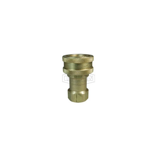 Dixon® 1HF1-B DQC H Industrial Interchange Poppet Valve Female Coupler, 1/8-27 Nominal, Female NPTF, Brass