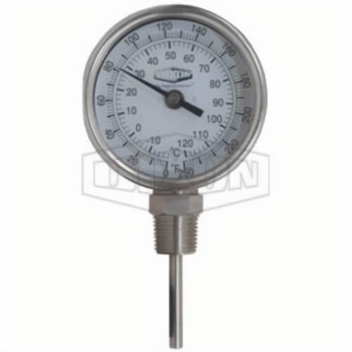 Dixon® 31025064 Thermometer, 0 to 250°F, 1%, 1/2 in MNPT